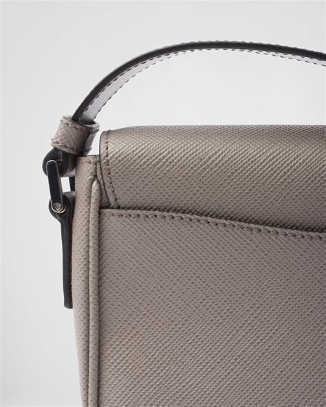 Clay Grey Saffiano Leather Shoulder Bag 